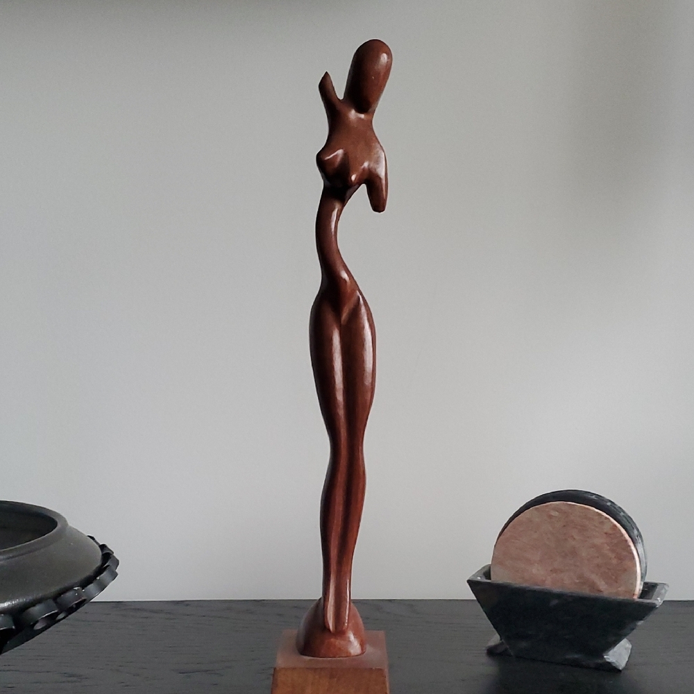 VTG 90s Signed Wooden Abstract Woman Sculpture | 1996